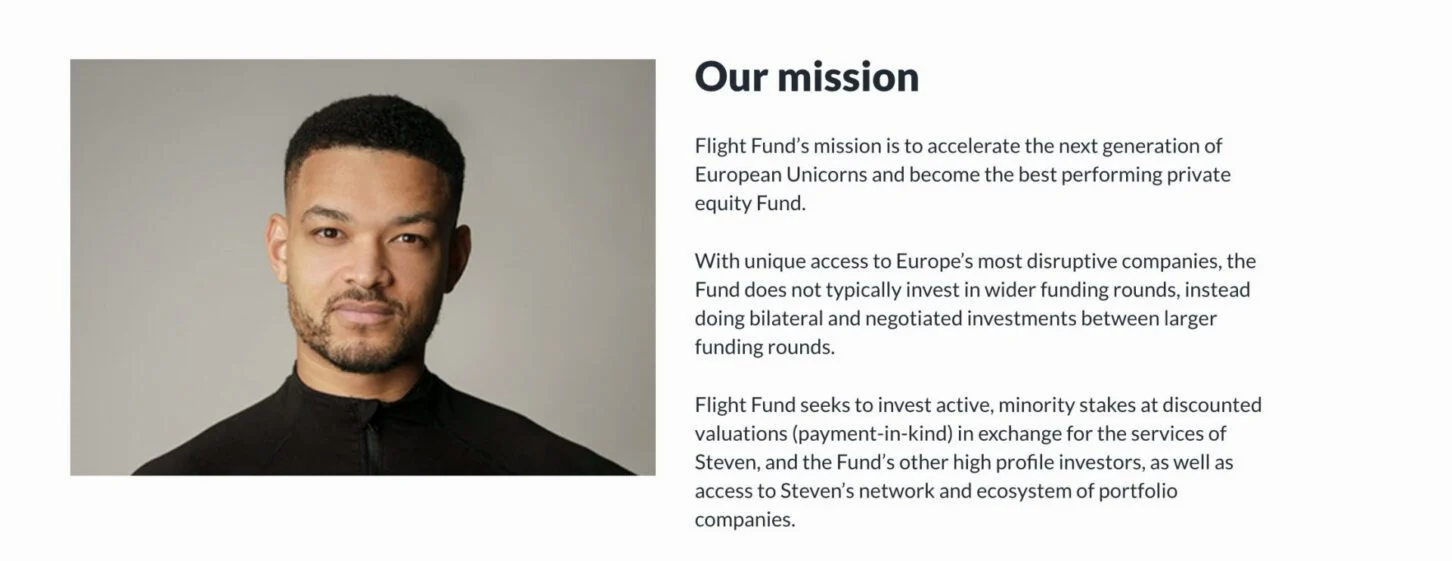 A slide from Flight Fund’s pitch deck titled “Our mission”