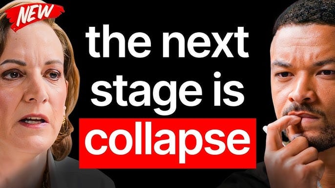 A Diary of a CEO episode thumbnail reading “the next stage is collapse,” featuring Anne Applebaum and Steven Bartlett.