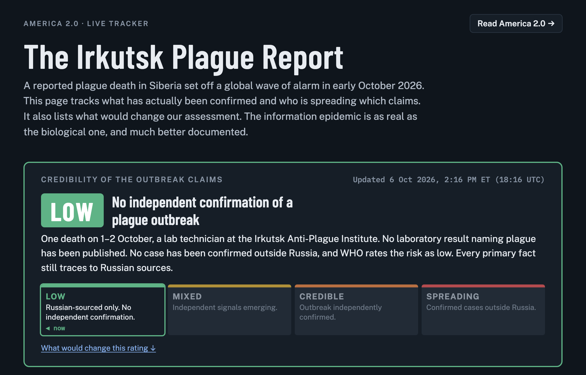 Tracking the Irkutsk “Plague“ Report